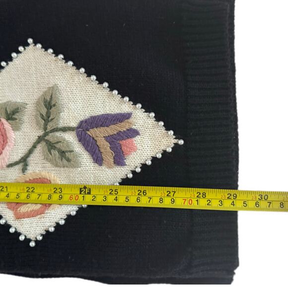 Vintage Cristina Embroidered 3D Knit Floral Beaded Cardigan Large Button Whimsy - Picture 8 of 9